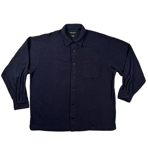 EDDIE BAUER Shirt Men's Snap-Up Long Sleeve Collared Notched Blue Large - Picture 1 of 11